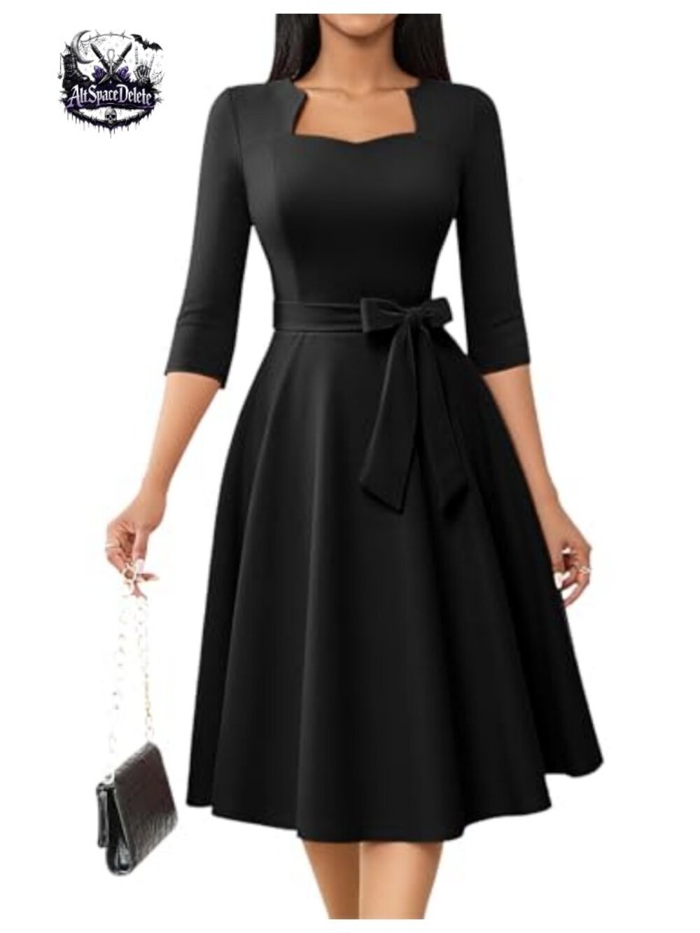 Womens Cocktail Dress 3/4 Sleeve A-Line Midi Elegant Wedding Guest